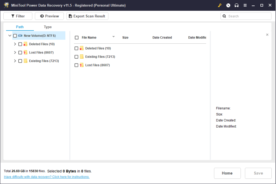 Recover the Deleted Files via MiniTool Power Data Recovery